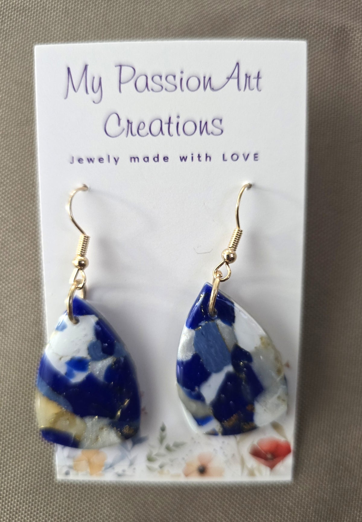 Gemstone-Inspired Polymer Clay Earrings with Gold Leaf