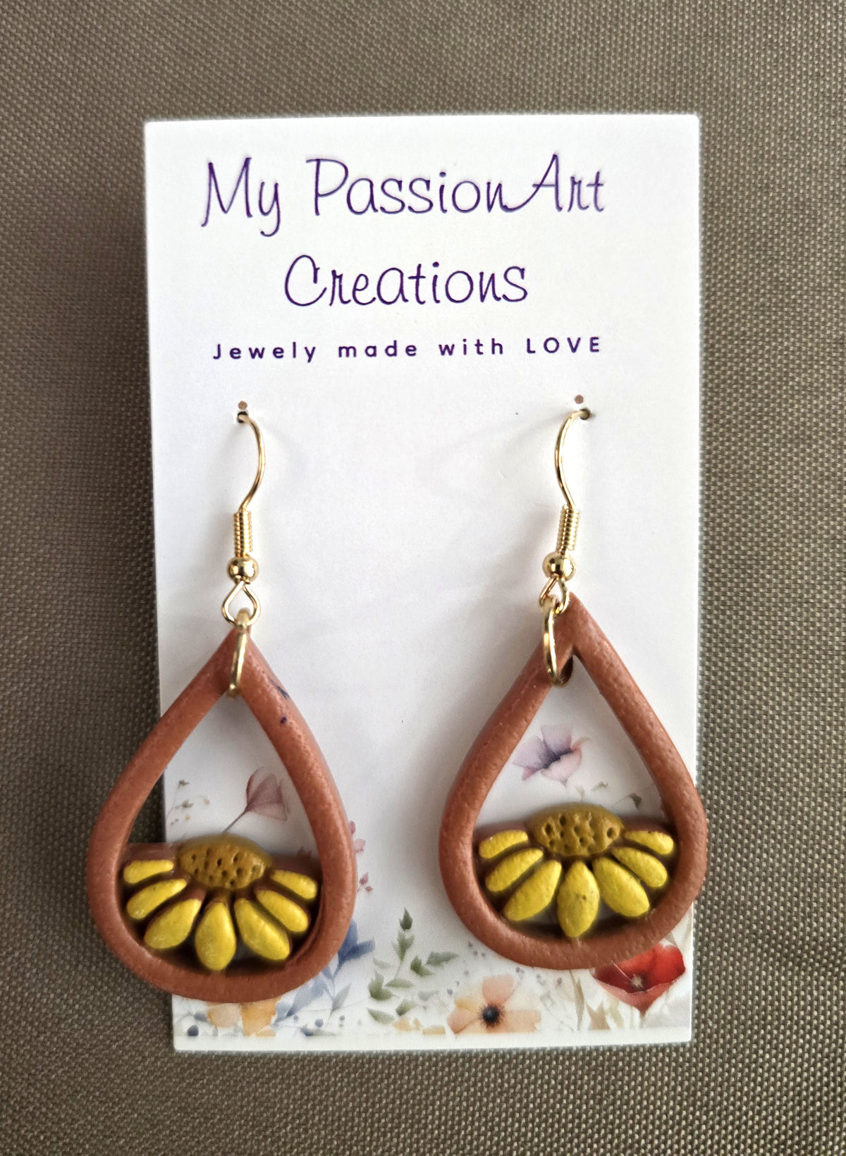 Sunflower Teardrop Earrings