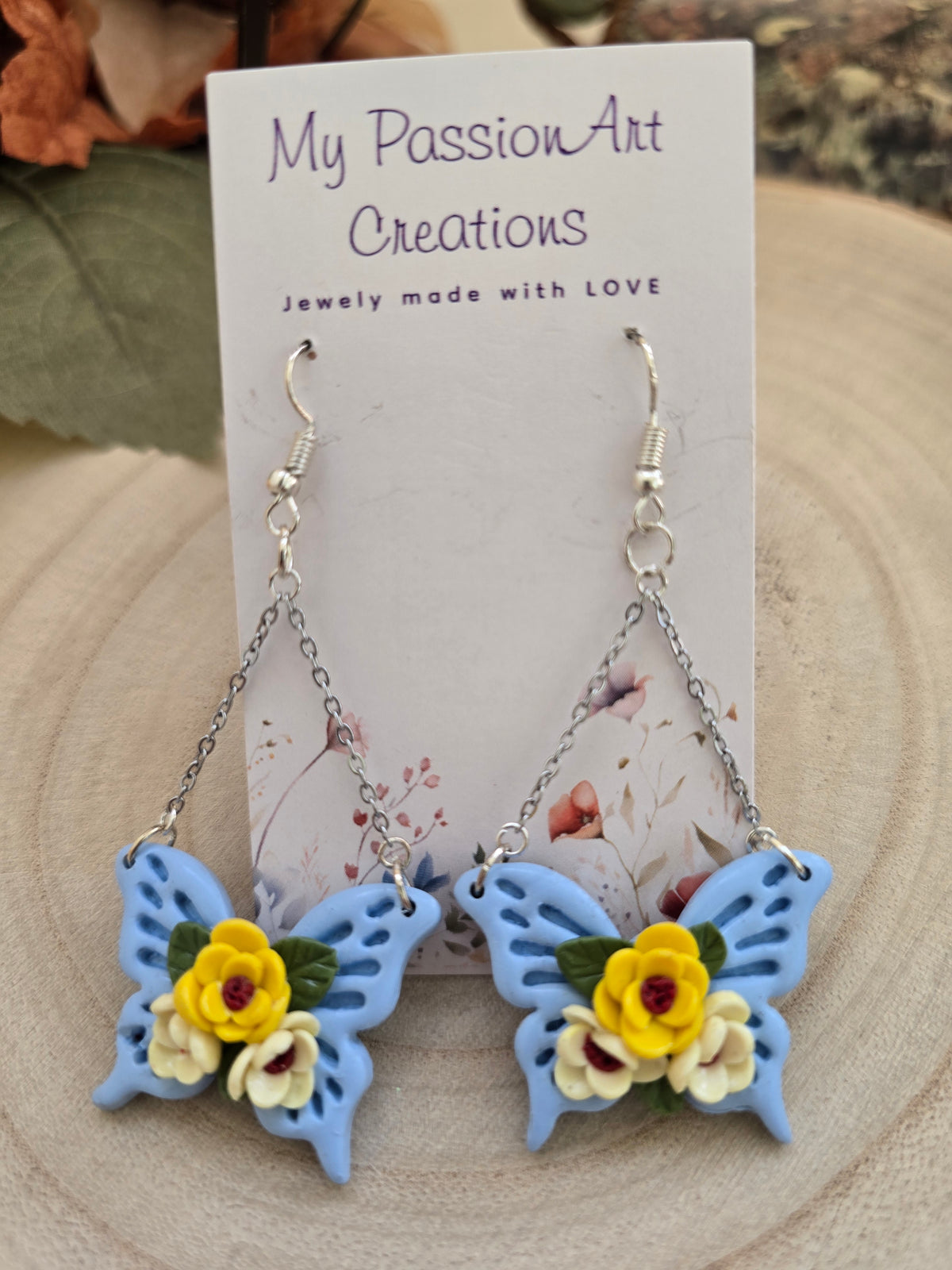 Light Blue Butterfly Earrings