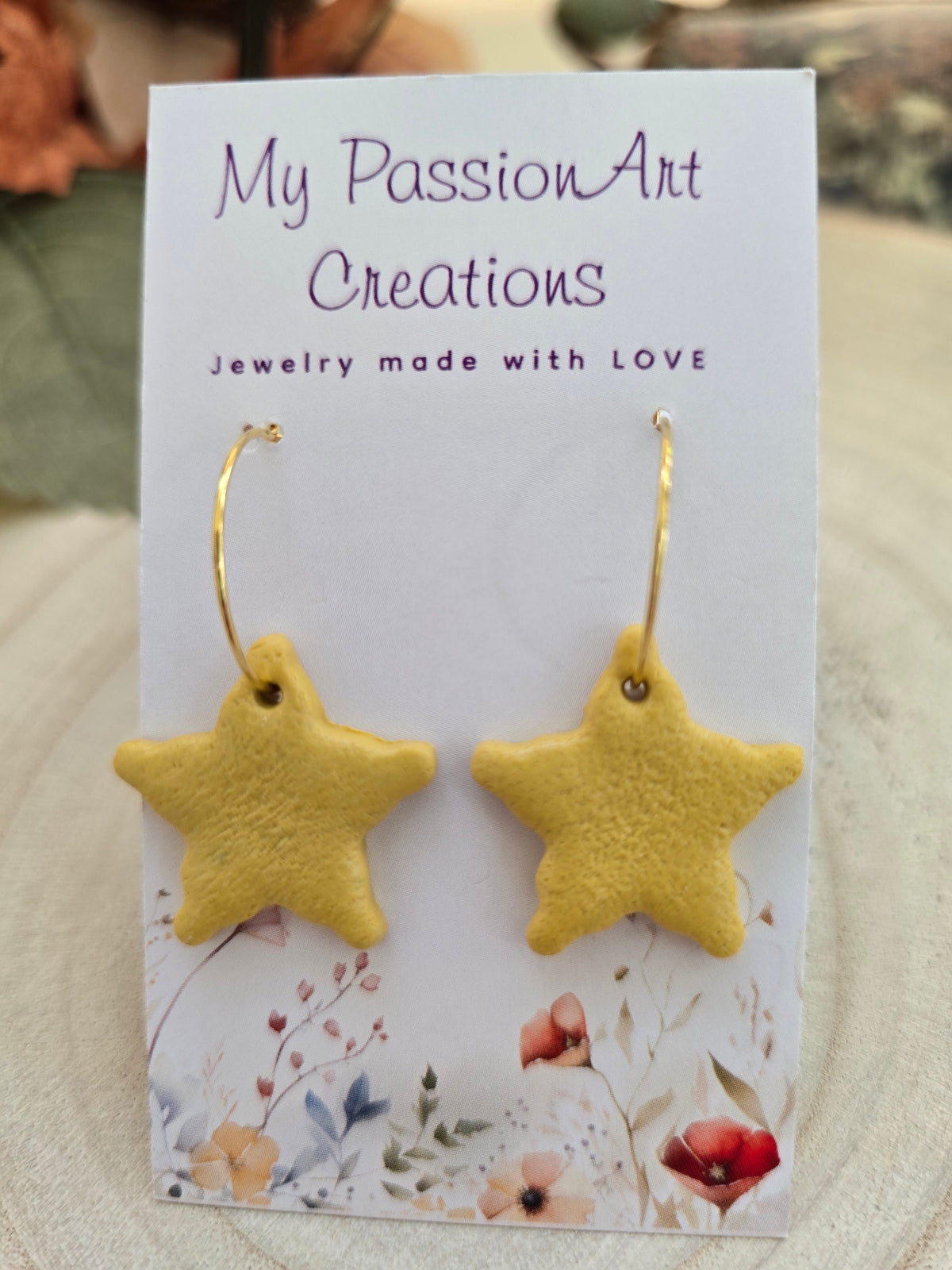 Golden Yellow Scalloped Star Earrings