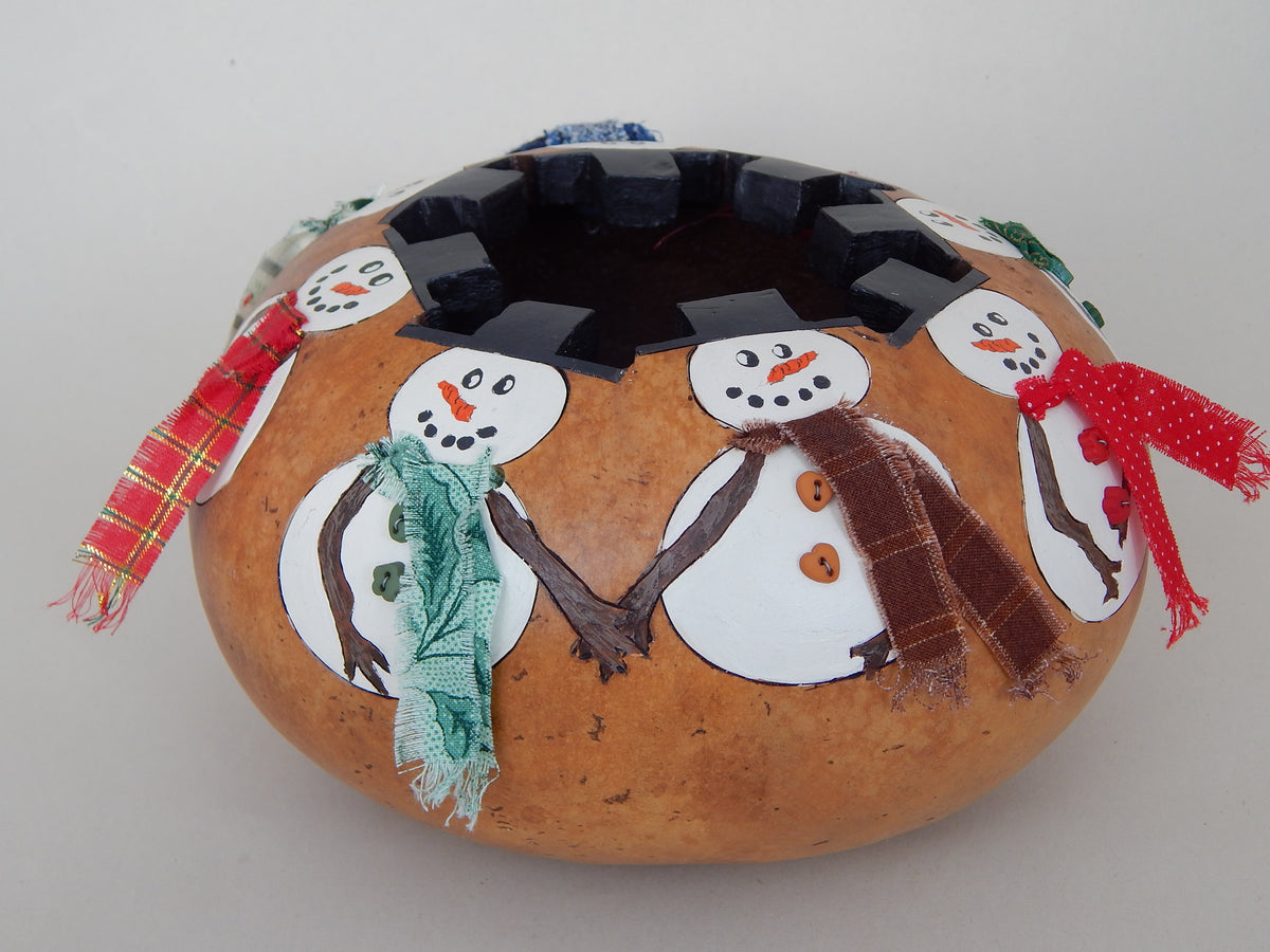 Gathering of Snowmen Gourd - Holiday Table Decor