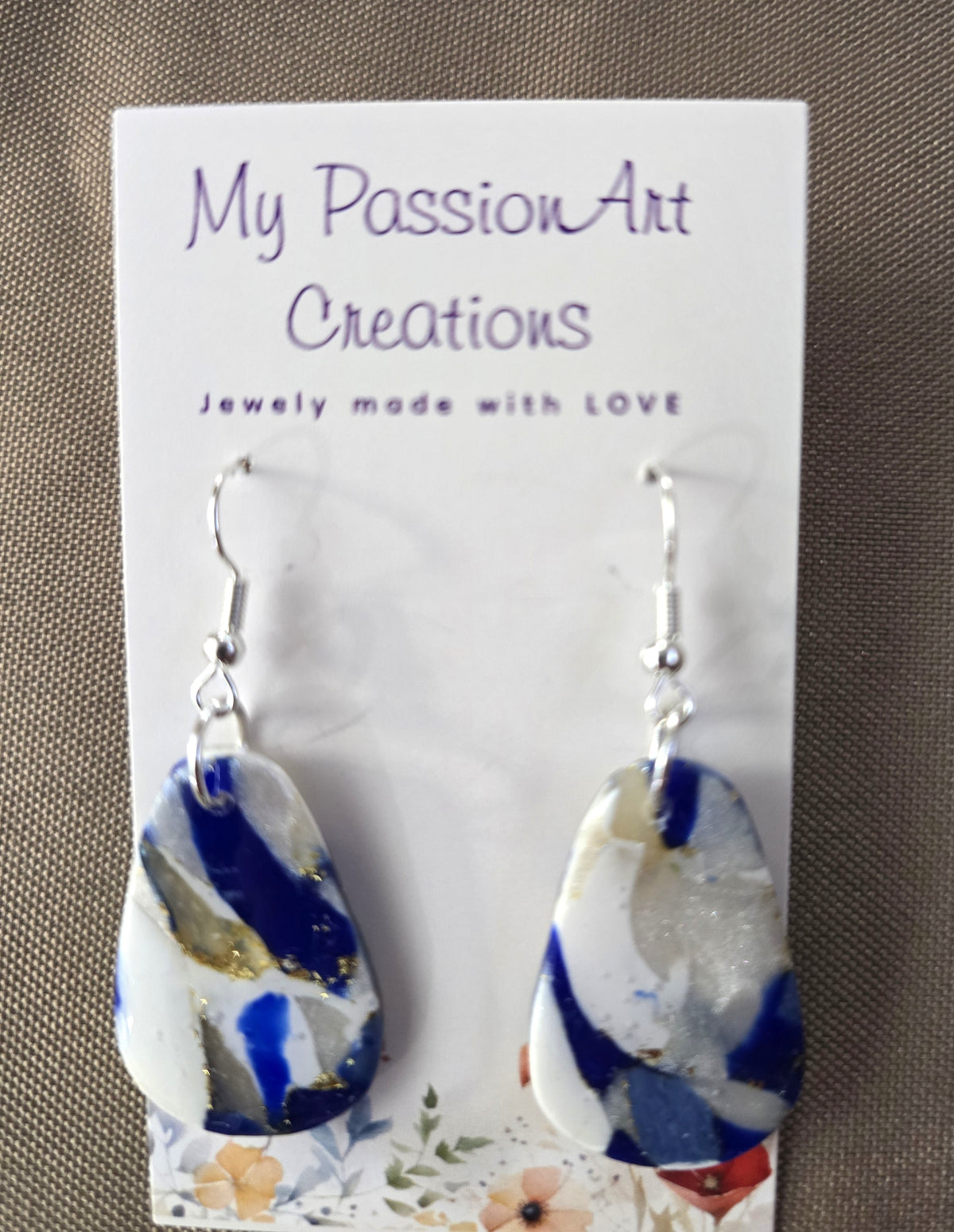 Gemstone-Inspired Polymer Clay Earrings with Gold Leaf