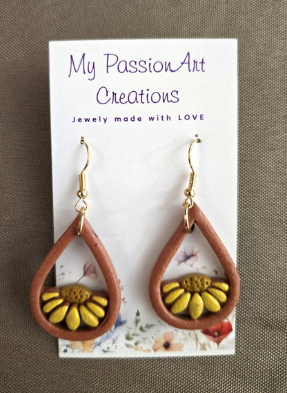 Sunflower Teardrop Earrings