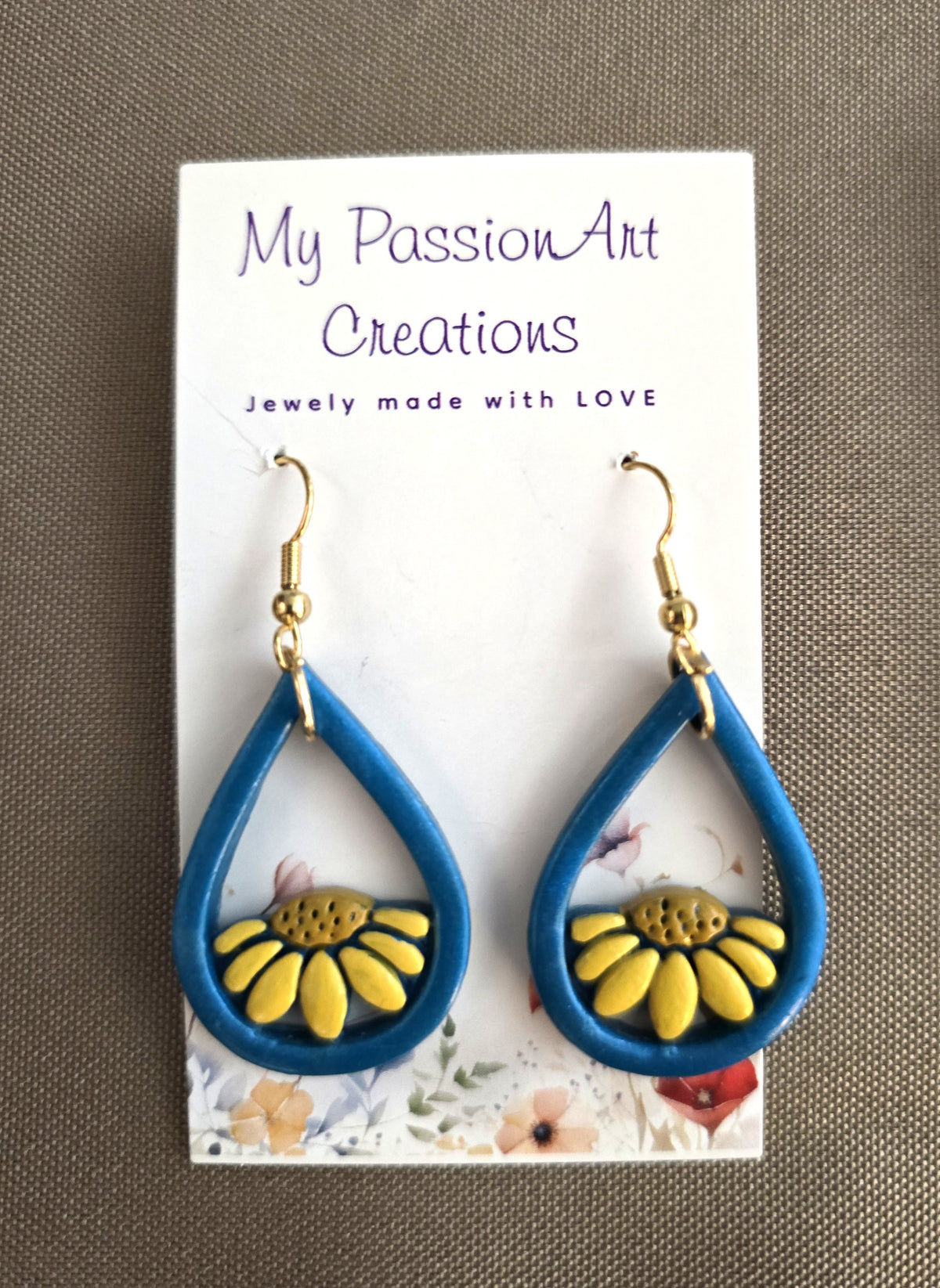 Sunflower Teardrop Earrings