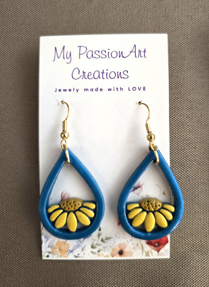 Sunflower Teardrop Earrings