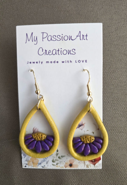 Sunflower Teardrop Earrings