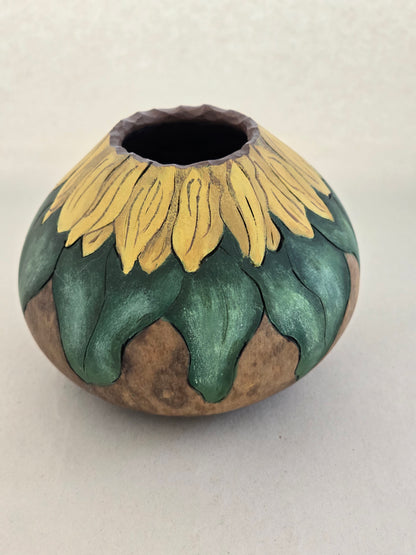 Small Sunflower Gourd - Golden Yellow Floral Decor