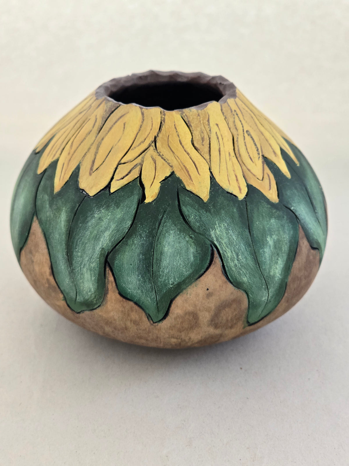 Small Sunflower Gourd - Golden Yellow Floral Decor
