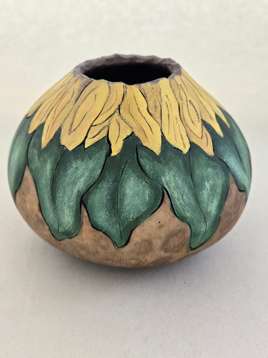 Small Sunflower Gourd - Golden Yellow Floral Decor