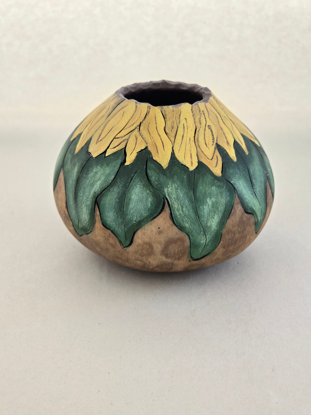 Small Sunflower Gourd - Golden Yellow Floral Decor