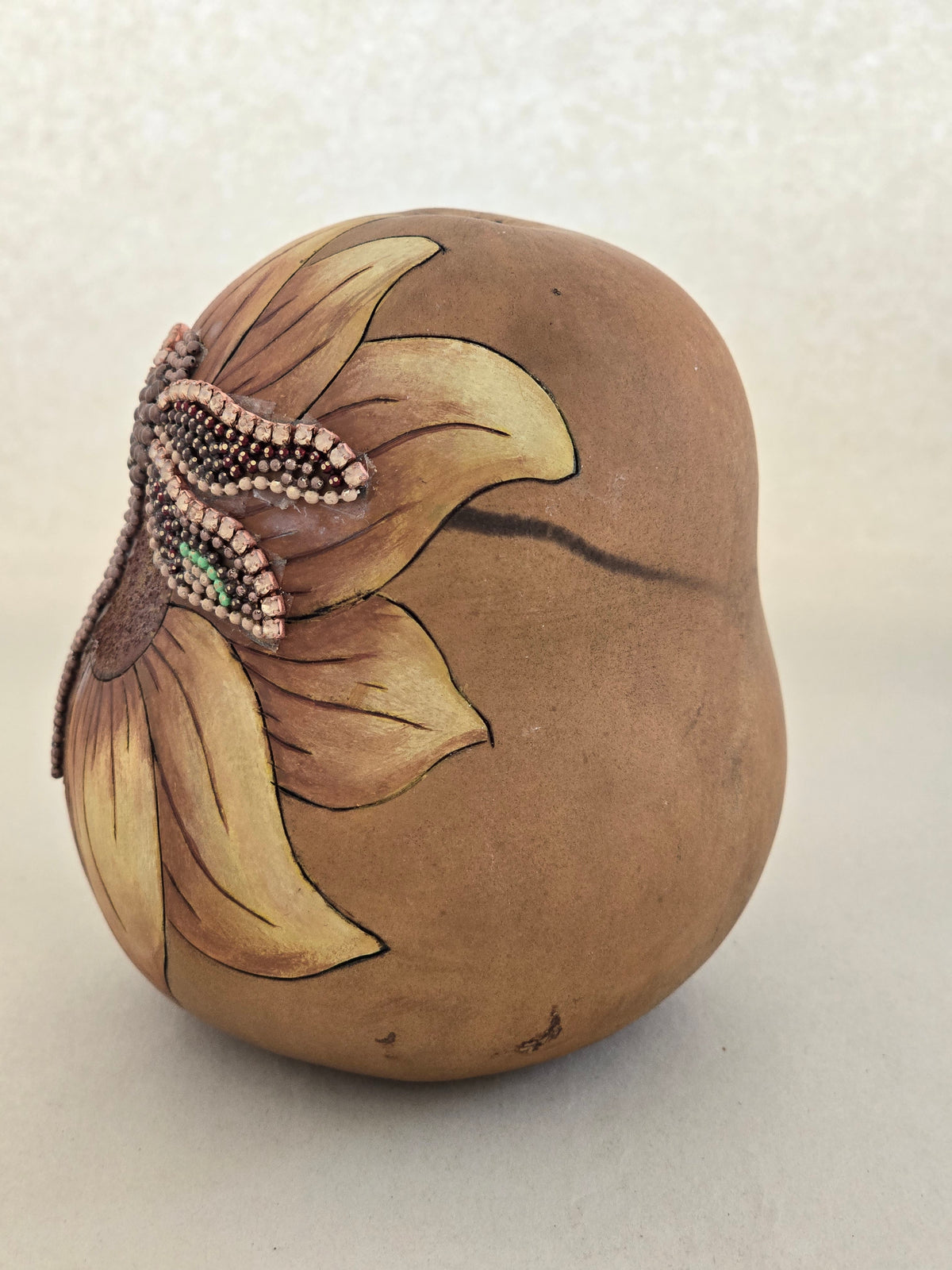 Sunflower & Ball-Chain Dragonfly Gourd - Decorative Art