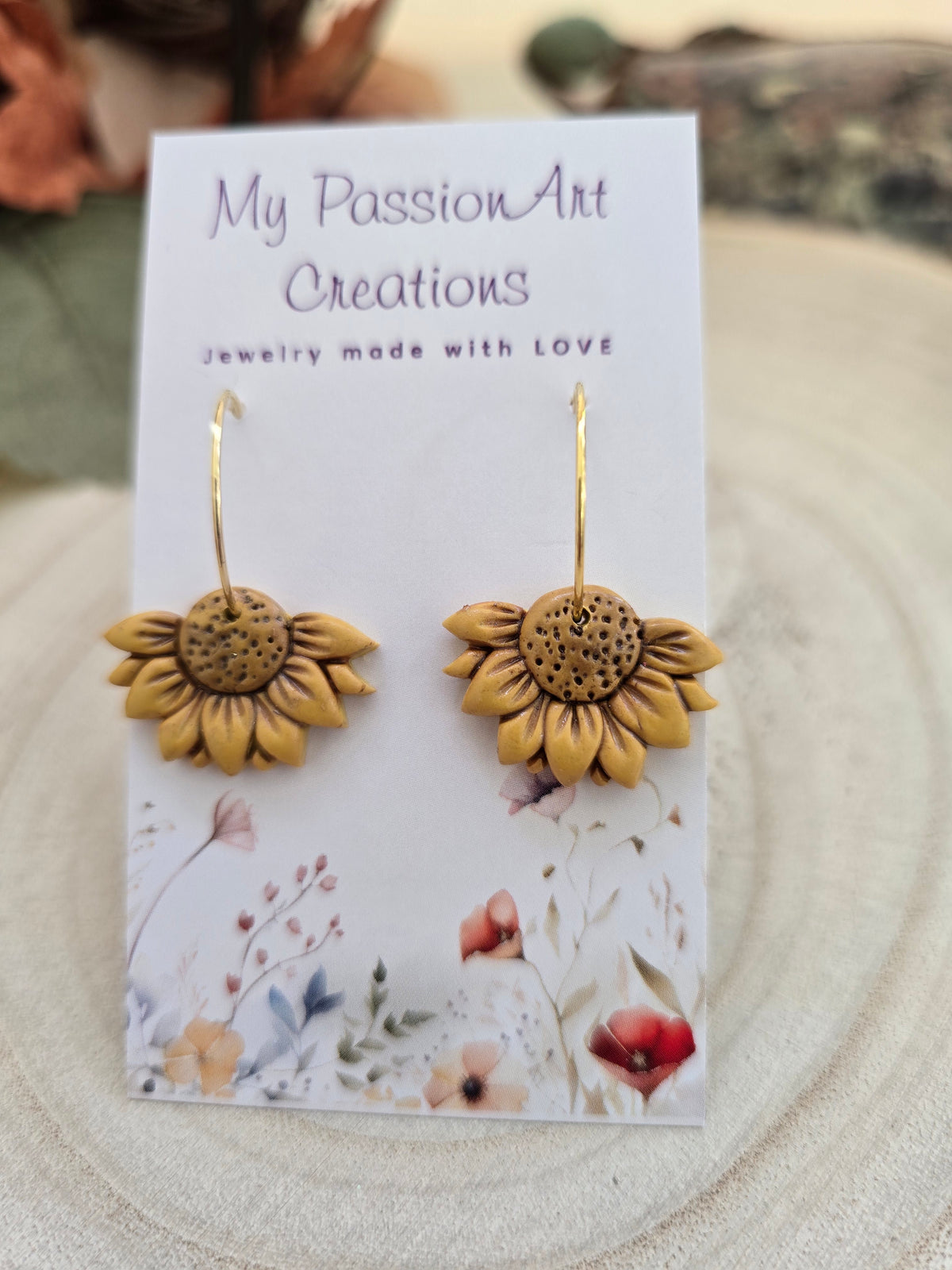 Half-Sunflower Polymer Clay Earrings