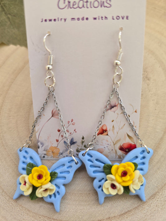 Light Blue Butterfly Earrings