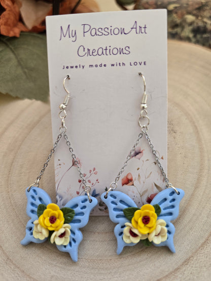 Light Blue Butterfly Earrings