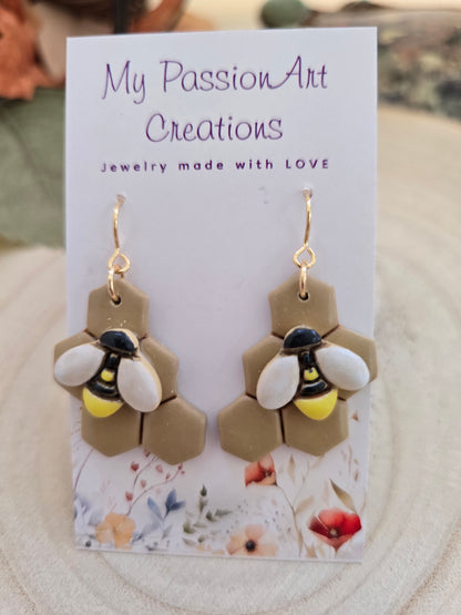 Bee Honeycomb Earrings