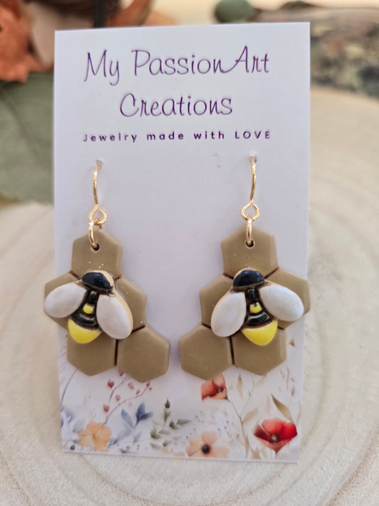 Bee Honeycomb Earrings