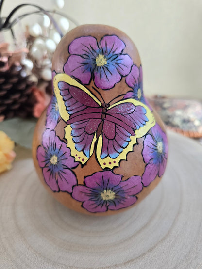 Butterfly & Floral Wreath Decorative Gourd