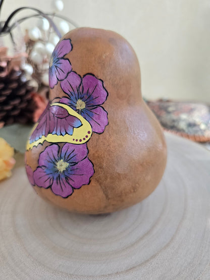Butterfly & Floral Wreath Decorative Gourd