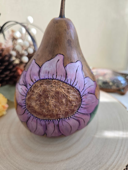 Pearlescent Lavender Sunflower Decorative Gourd