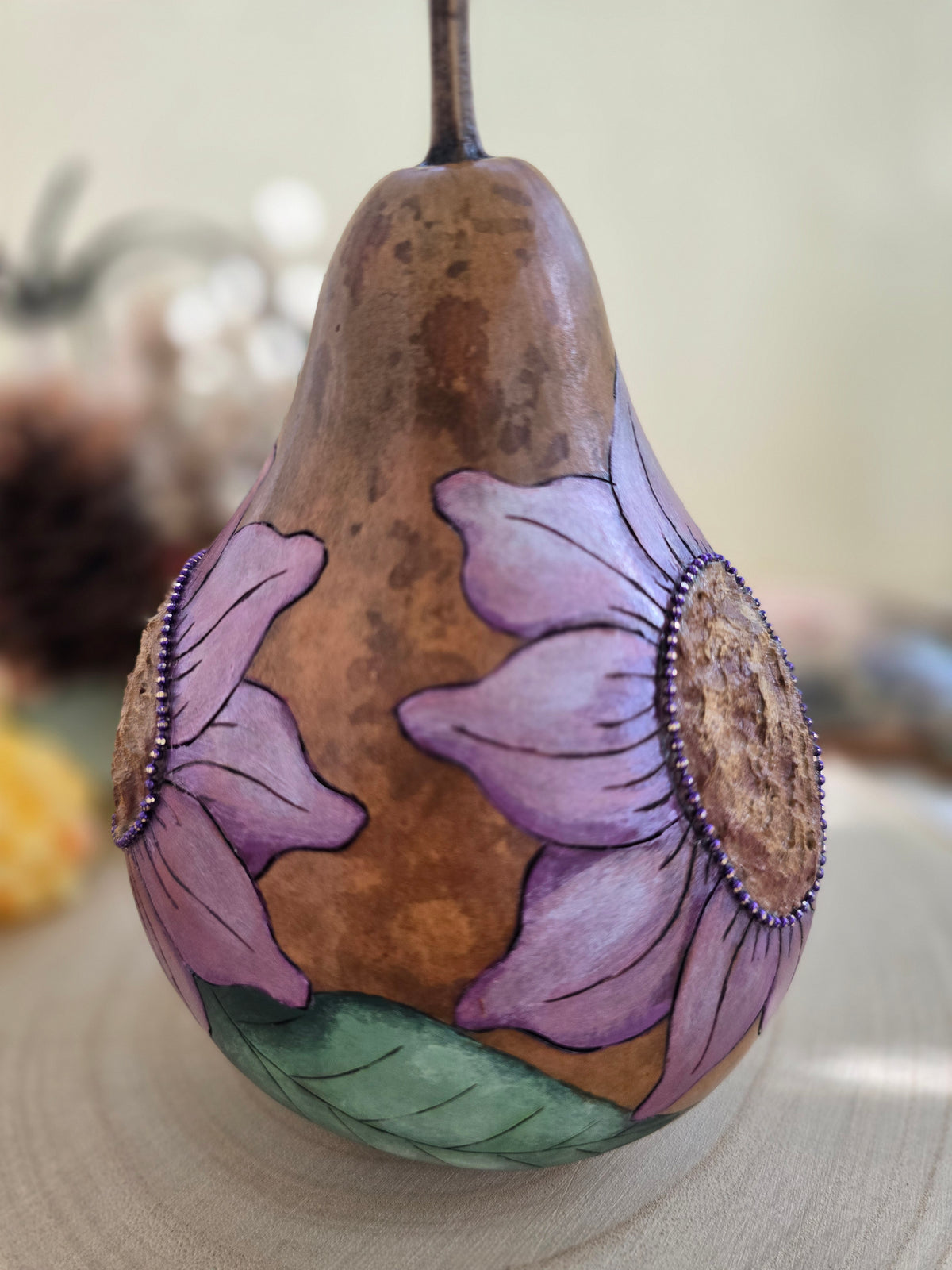 Pearlescent Lavender Sunflower Decorative Gourd