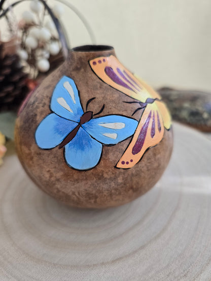 Hand-Painted Butterfly Decorative Gourd