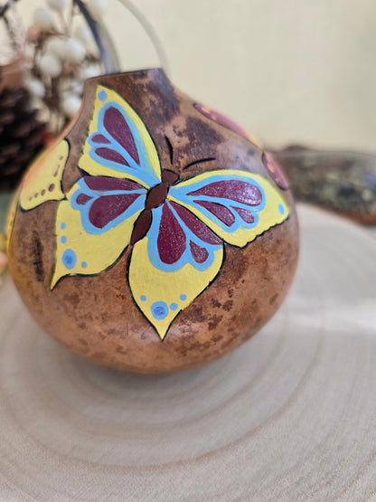 Hand-Painted Butterfly Decorative Gourd