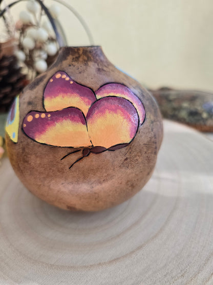 Hand-Painted Butterfly Decorative Gourd