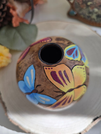 Hand-Painted Butterfly Decorative Gourd