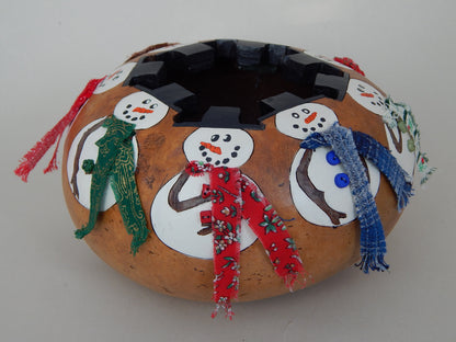 Gathering of Snowmen Gourd - Holiday Table Decor