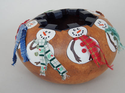 Gathering of Snowmen Gourd - Holiday Table Decor