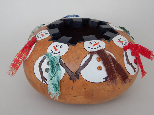 Gathering of Snowmen Gourd - Holiday Table Decor