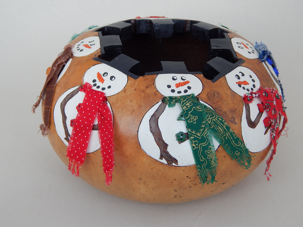 Gathering of Snowmen Gourd - Holiday Table Decor
