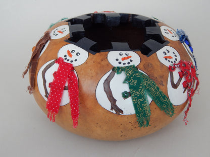 Gathering of Snowmen Gourd - Holiday Table Decor