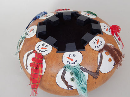 Gathering of Snowmen Gourd - Holiday Table Decor